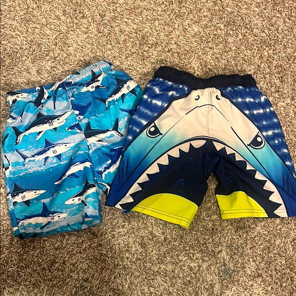 Shark Print Kids Swim Shorts